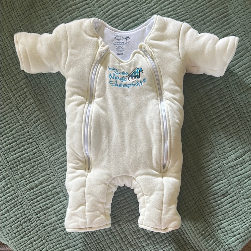 Cream Quilted Footies with Ribbed Details
